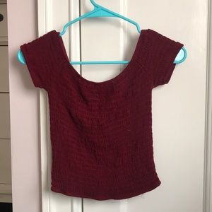 Brandy Melville off the shoulder smocked top